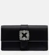 Manolo Blahnik Capri Embellished Satin Clutch In Black