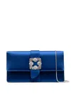 Manolo Blahnik Capri Embellished Satin Clutch In Blue