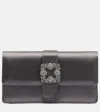 Manolo Blahnik Capri Embellished Satin Clutch In Gray
