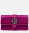 Manolo Blahnik Capri Crystal-embellished Satin Clutch In Pink