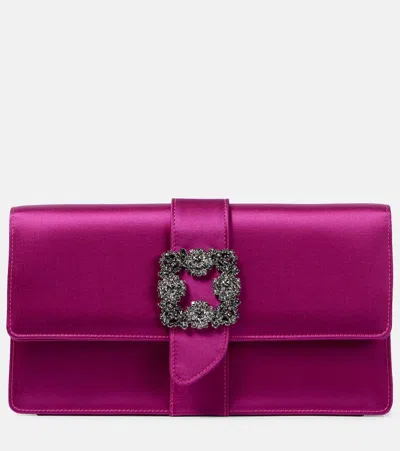 Manolo Blahnik Capri Crystal-embellished Clutch In Pink