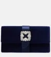 Manolo Blahnik Capri Embellished Velvet Clutch In Blue