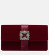 Manolo Blahnik Capri Embellished Velvet Clutch In Burgundy