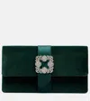 Manolo Blahnik Capri Embellished Velvet Clutch In Green