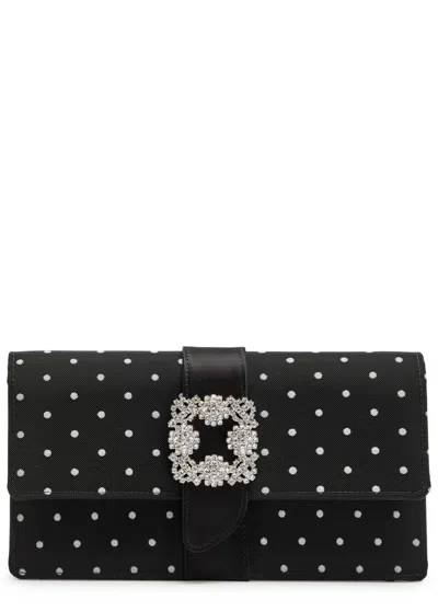 Manolo Blahnik Capri Polka Dot Satin And Mesh Clutch