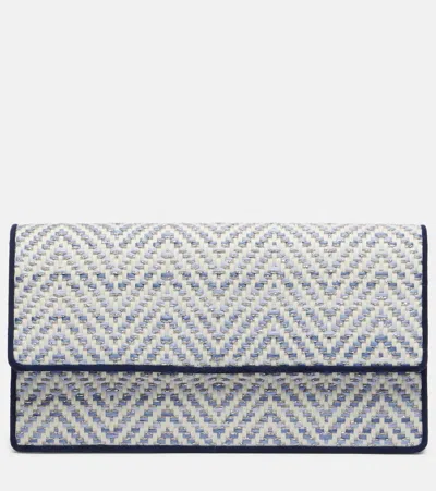 Manolo Blahnik Capripla Raffia Clutch In White