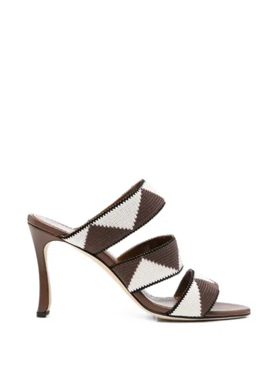 Manolo Blahnik Capro Geometric-pattern Sandals In Brown