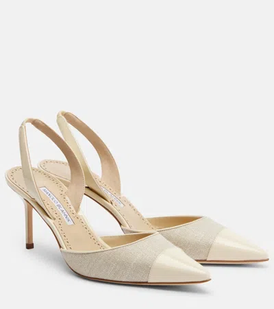 Manolo Blahnik Capsli Leather-trimmed Slingback Pumps In Multi