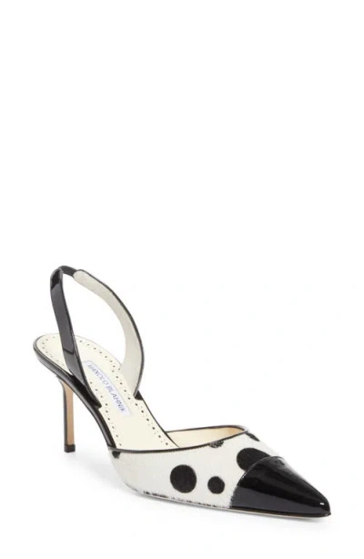 Manolo Blahnik Capsli Pointed Toe Slingback Pump In White