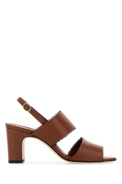Manolo Blahnik Caramel Leather Persio Sandals