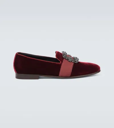 Manolo Blahnik Carlton Embellished Velvet Loafers In Brown