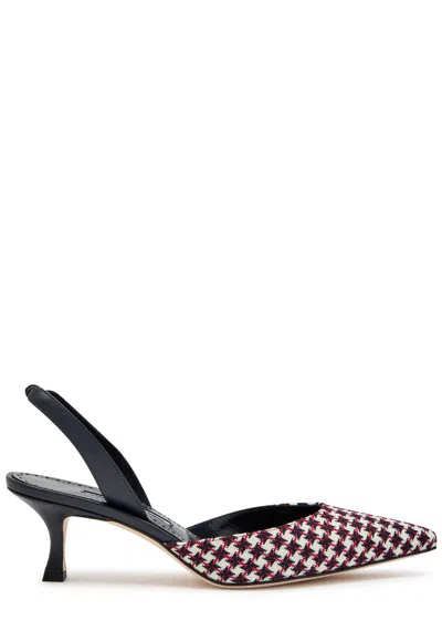 Manolo Blahnik Carolyn 50 Houndstooth Slingback Pumps In Black