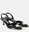 Manolo Blahnik Carolyne Floral Slingback Pumps In Black