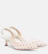 Manolo Blahnik Carolyne 50 Polka-dot Flocked Mesh And Satin Slingback Pumps In White