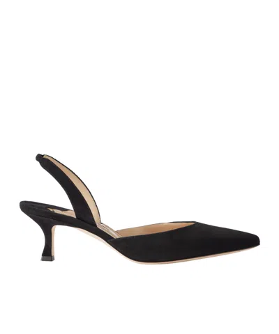 Manolo Blahnik Carolyne 50 Suede Slingback Pumps In Black