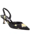 Manolo Blahnik 50mm Carolyne Floral Slingback Pumps In Black