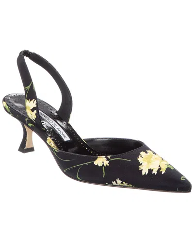 Manolo Blahnik Carolyne 70 Satin Slingback Pump In Black