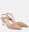 Manolo Blahnik Carolyne 70 Suede Slingback Pumps In Beige