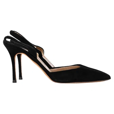 Manolo Blahnik Carolyne 90 Pumps In Black Suede