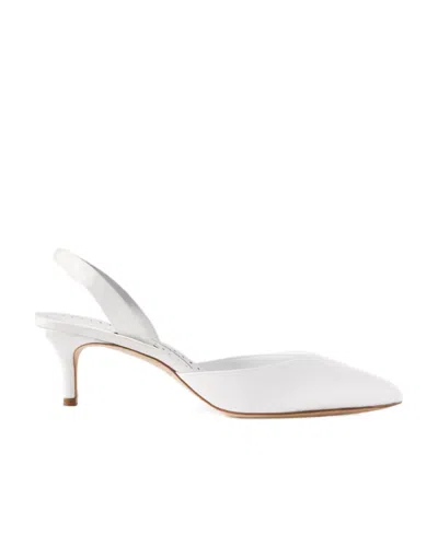 Manolo Blahnik Carolyne Bridal 50 Satin Slingback Pumps In White
