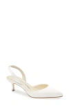 Manolo Blahnik Carolyne Bridal Pointed Toe Slingback Pump In White