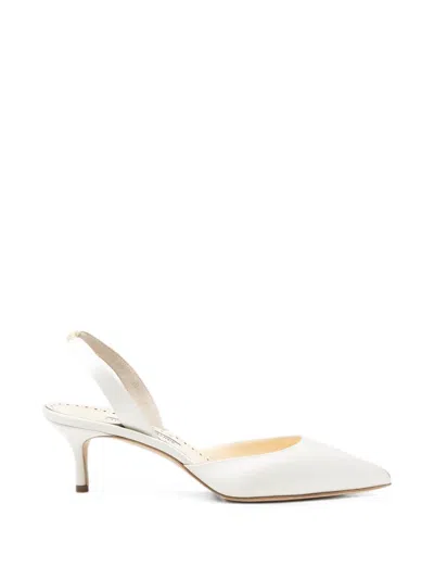 Manolo Blahnik Carolyne Bridal Pointed Toe Slingback Pump In White