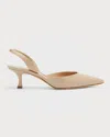 Manolo Blahnik Carolyne Leather Low-heel Slingback Pump In Beige