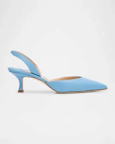 Manolo Blahnik Carolyne Kitten-heel Halter Pumps In Blue
