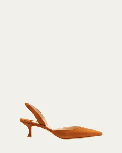 MANOLO BLAHNIK CAROLYNE KITTEN-HEEL HALTER PUMPS