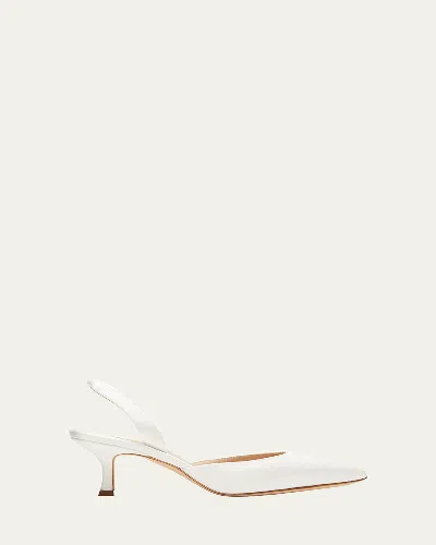 Manolo Blahnik Carolyne Bridal 50 Satin Slingback Pumps In Cream