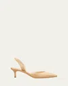 Manolo Blahnik Carolyne Leather Low-heel Slingback Pump