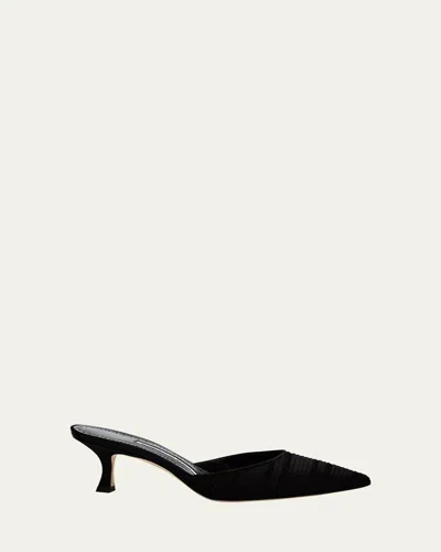 Manolo Blahnik Carolyne Pleated Satin Mule Pumps In Yoth9948