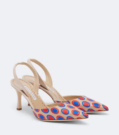 Manolo Blahnik Carolyne Polka-dot Slingback Pumps In Animal Print