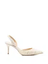 Manolo Blahnik Carolyne Woven Raffia Slingback Pump In Neutral