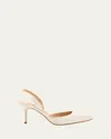 Manolo Blahnik Carolyne Satin Slingback Pumps In White