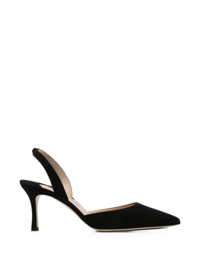 Manolo Blahnik Carolyne Leather Low-heel Slingback Pump In Brown