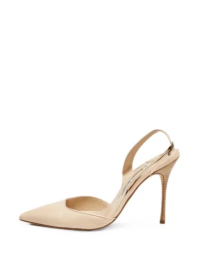 Pre-owned Manolo Blahnik Carolyne Slingback Pumps In Neutrals