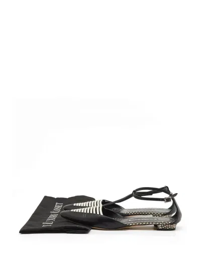Pre-owned Manolo Blahnik Carolyne Strappy Leather Sandals In Black