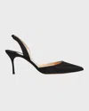 Manolo Blahnik Carolyne Suede Mid-heel Slingback Pump In Black