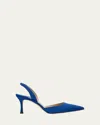 Manolo Blahnik Carolyne Suede Mid-heel Slingback Pump In Blue