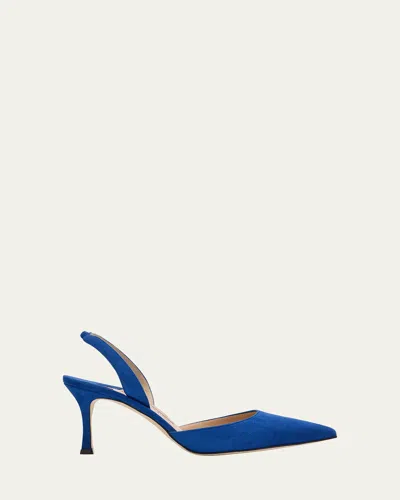 MANOLO BLAHNIK CAROLYNE SUEDE MID-HEEL SLINGBACK PUMP