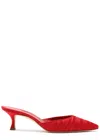 Manolo Blahnik Carolyne Pleated Satin Mule Pumps In Red