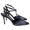 Manolo Blahnik Catillo Color-block Sling Back Pumps In Grey And Blue Suede In Grey