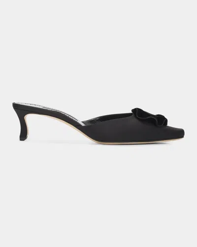 Manolo Blahnik Caulon 50mm Satin Velvet-trimmed Mules In Multi