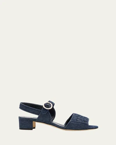 Manolo Blahnik Chambray Vibius Den Buckle-strap Sandals