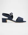 Manolo Blahnik Chambray Vibius Den Buckle-strap Sandals