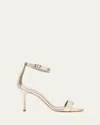 Manolo Blahnik Chaos Metallic Snakeskin Pumps In Silver