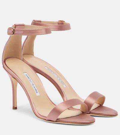 Manolo Blahnik Chaos Satin Sandals In Pink