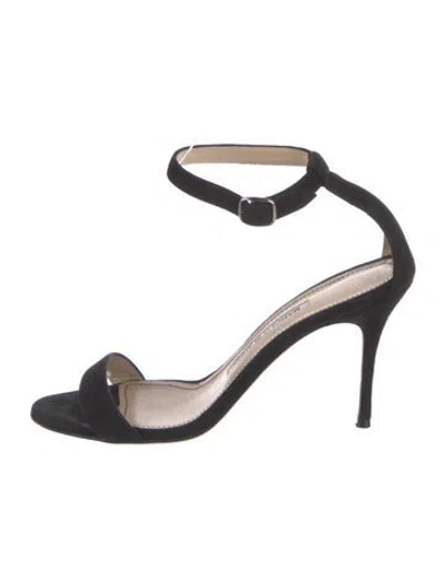 Pre-owned Manolo Blahnik Chaos Suede Sandals In Black