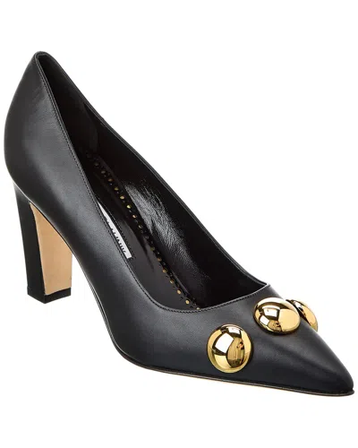 Manolo Blahnik Chappa 90 Leather Pump In Black